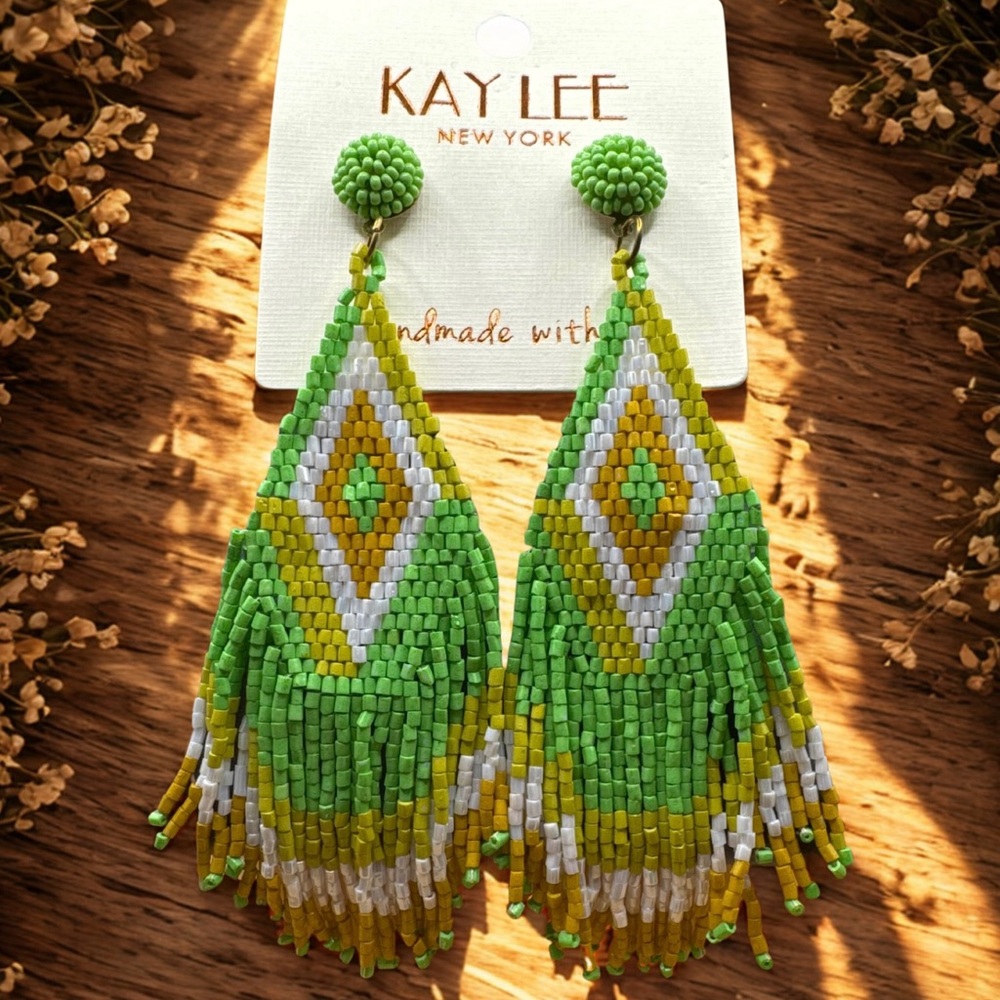 Kay Lee Aztec Seed Bead Earrings